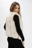 Faux  Leather  And Fur  Gilet- Beige