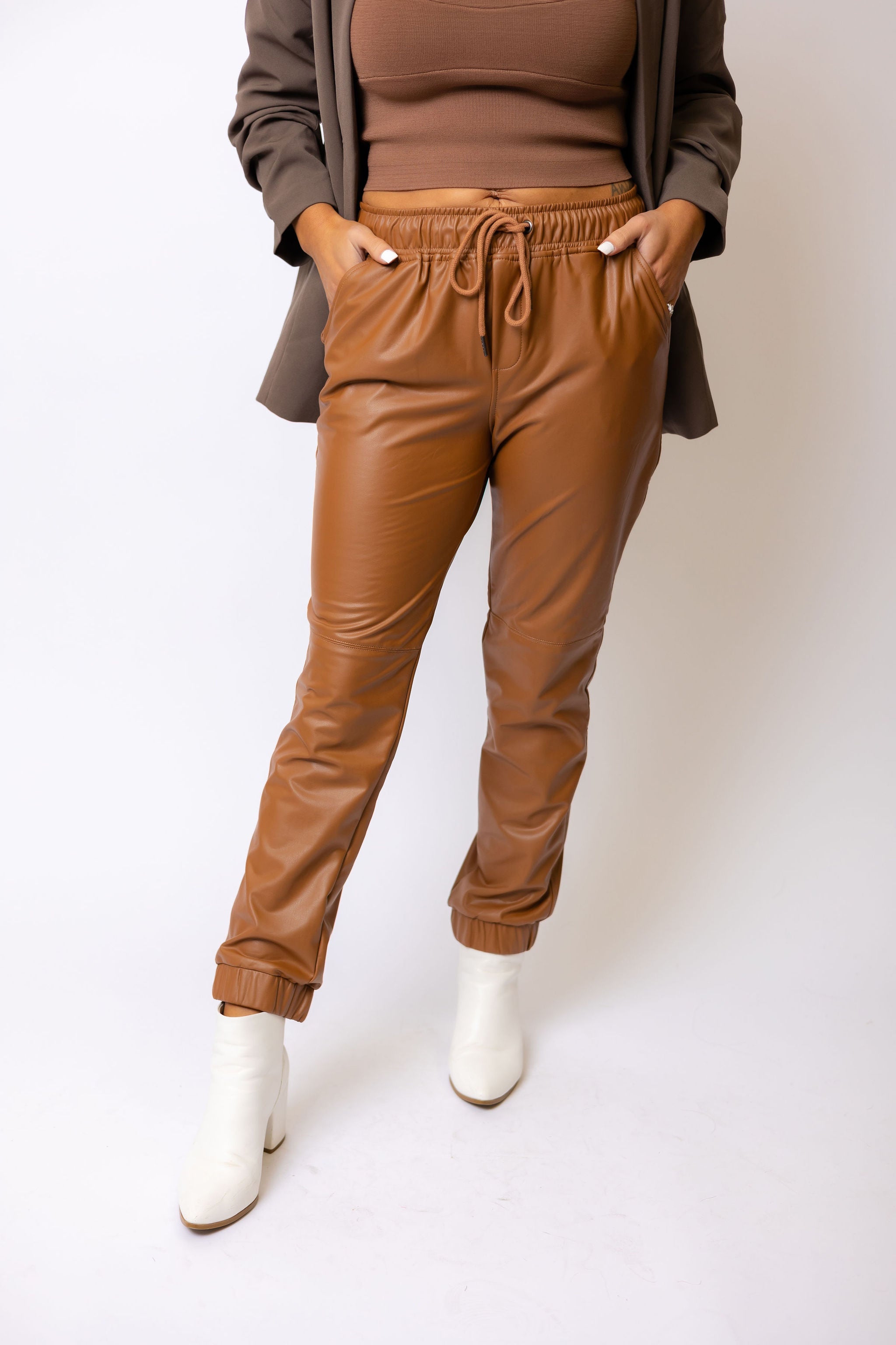 Faux Leather Joggers