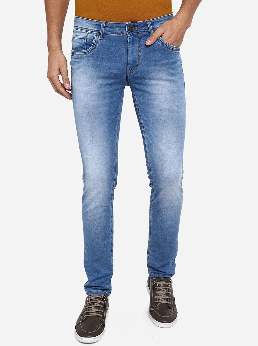 Federal Blue Solid Slim Fit Jeans | JadeBlue