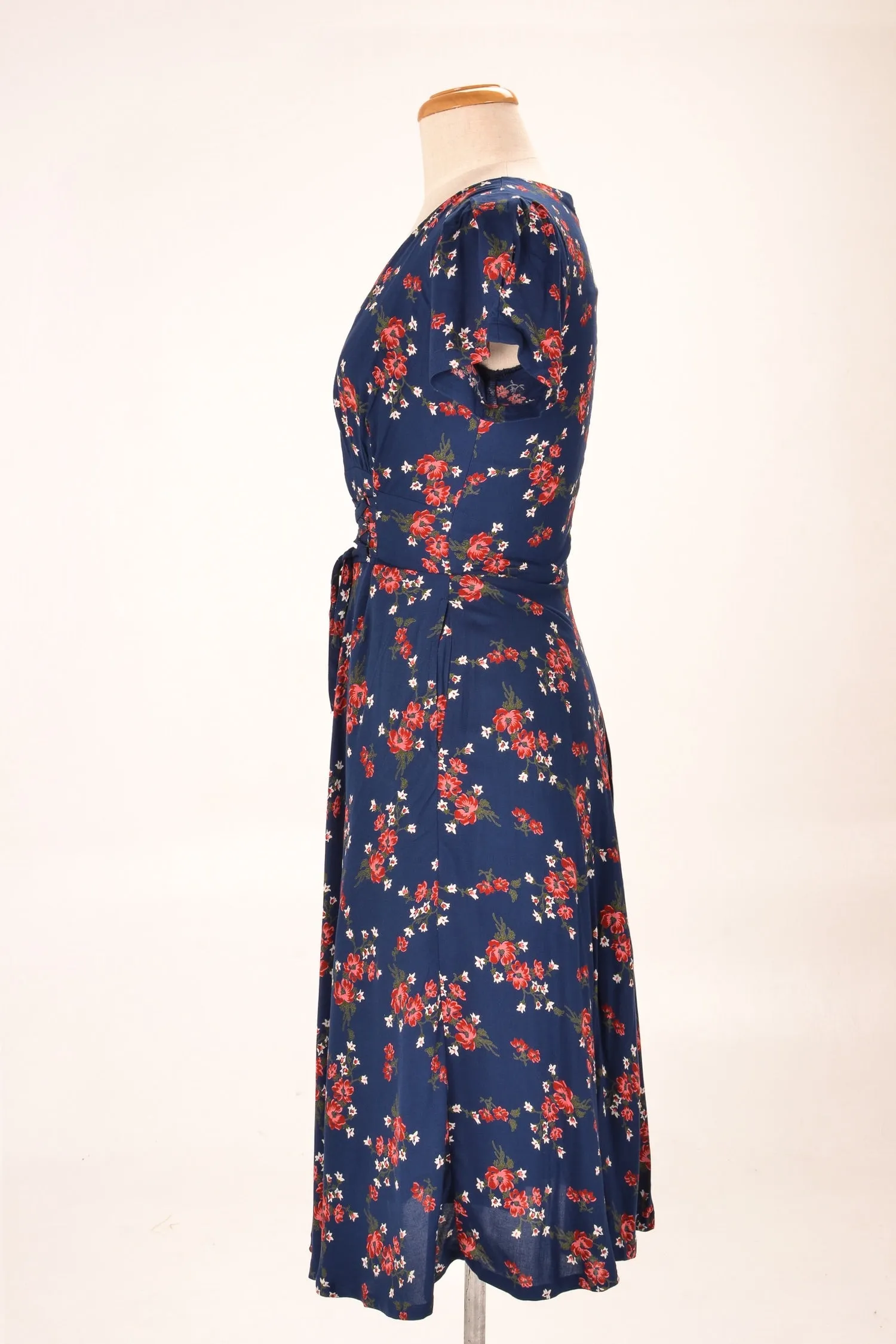 Fiorella Corset Blue & Red Floral Dress