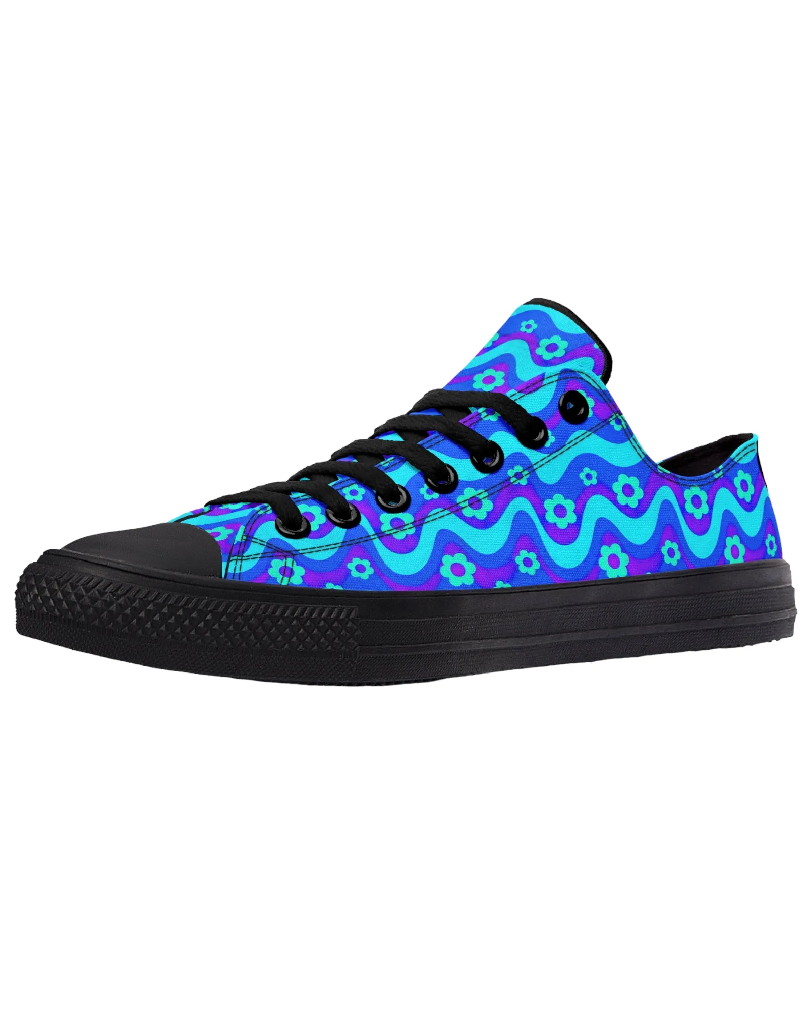 Flower Power Blue Festival Low Tops