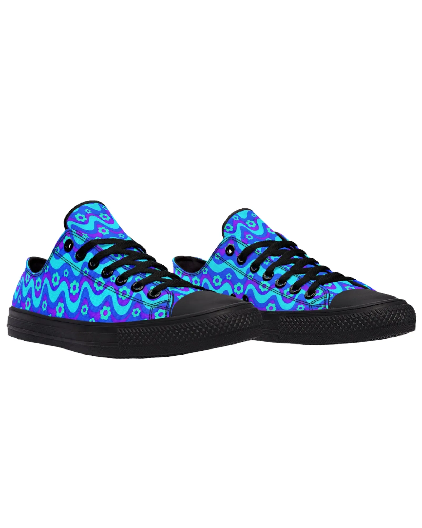 Flower Power Blue Festival Low Tops