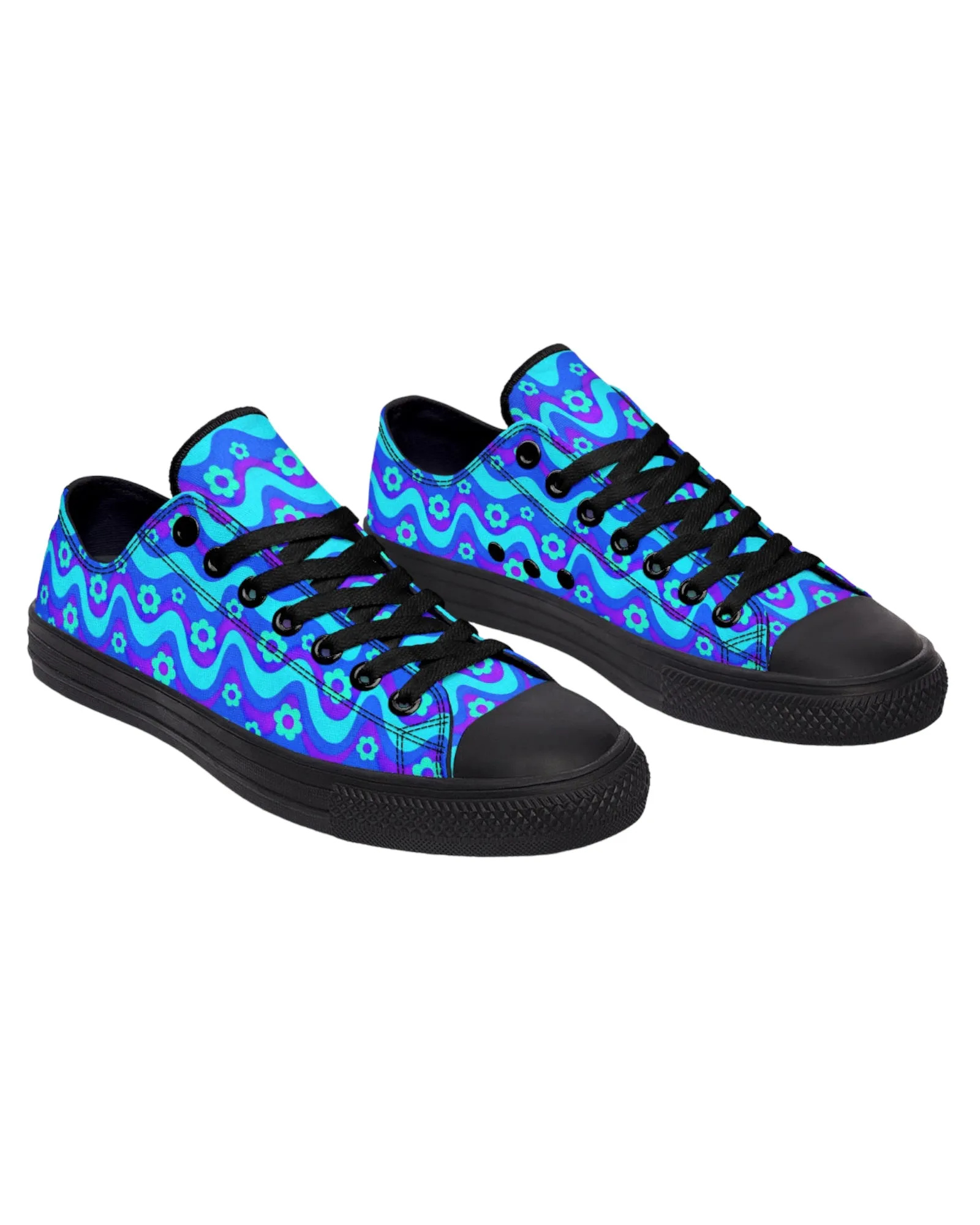 Flower Power Blue Festival Low Tops