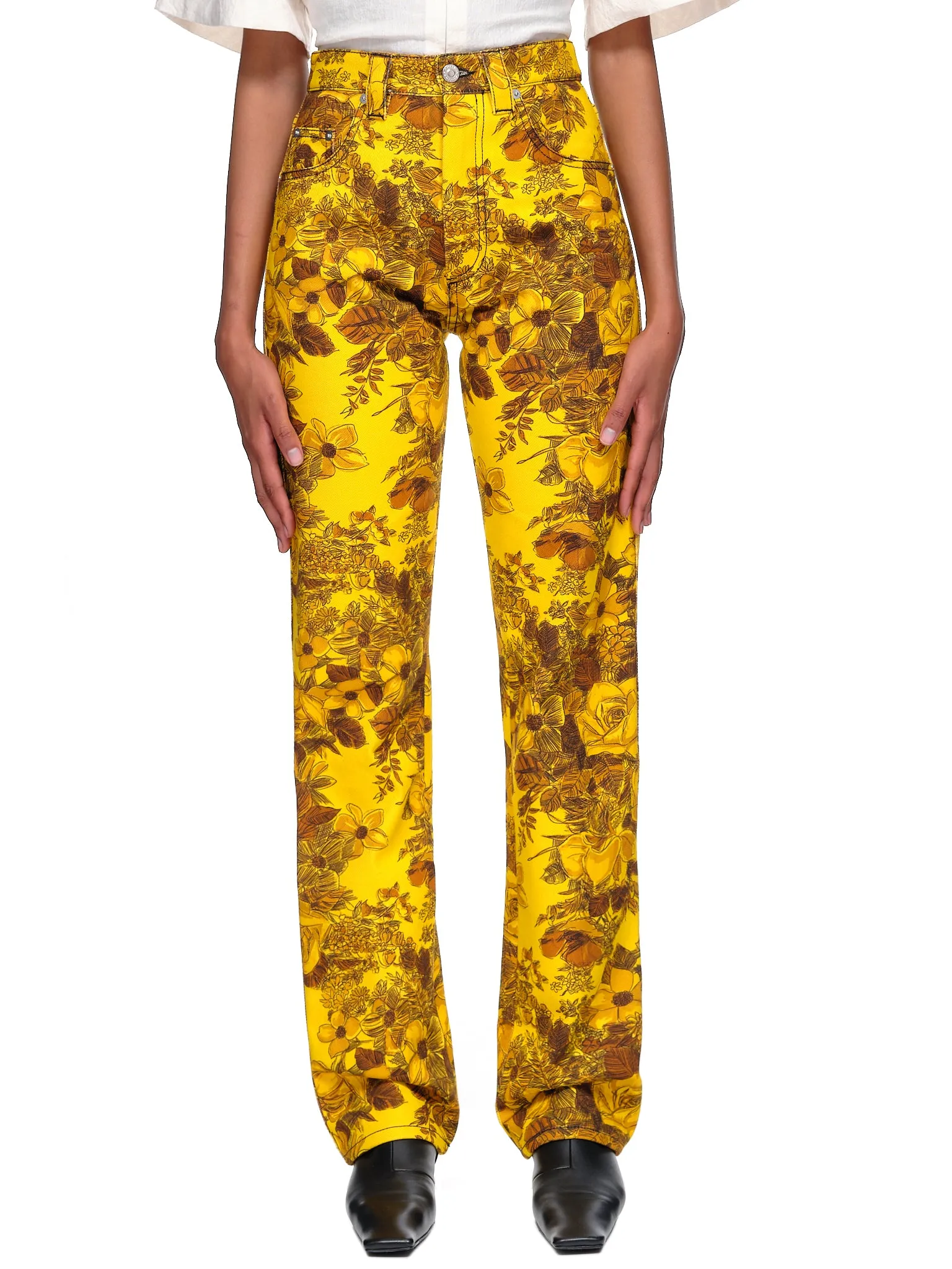 Flower Print Jeans (W-A-P071W-PD-YELLOW-BLANKET-FL)