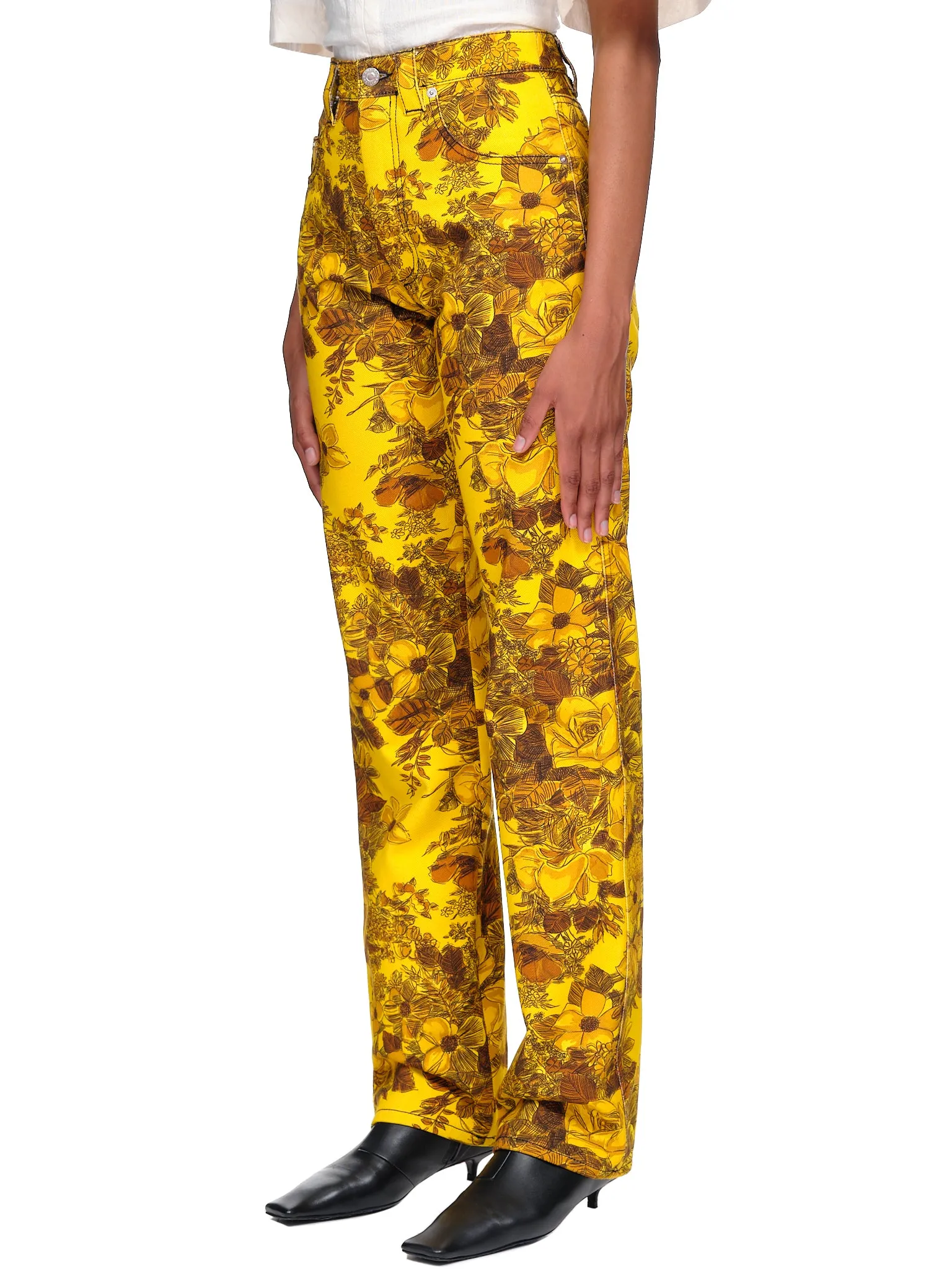 Flower Print Jeans (W-A-P071W-PD-YELLOW-BLANKET-FL)