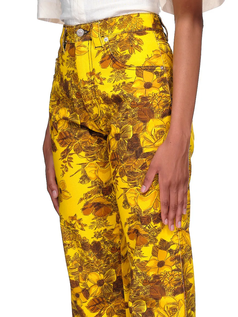 Flower Print Jeans (W-A-P071W-PD-YELLOW-BLANKET-FL)