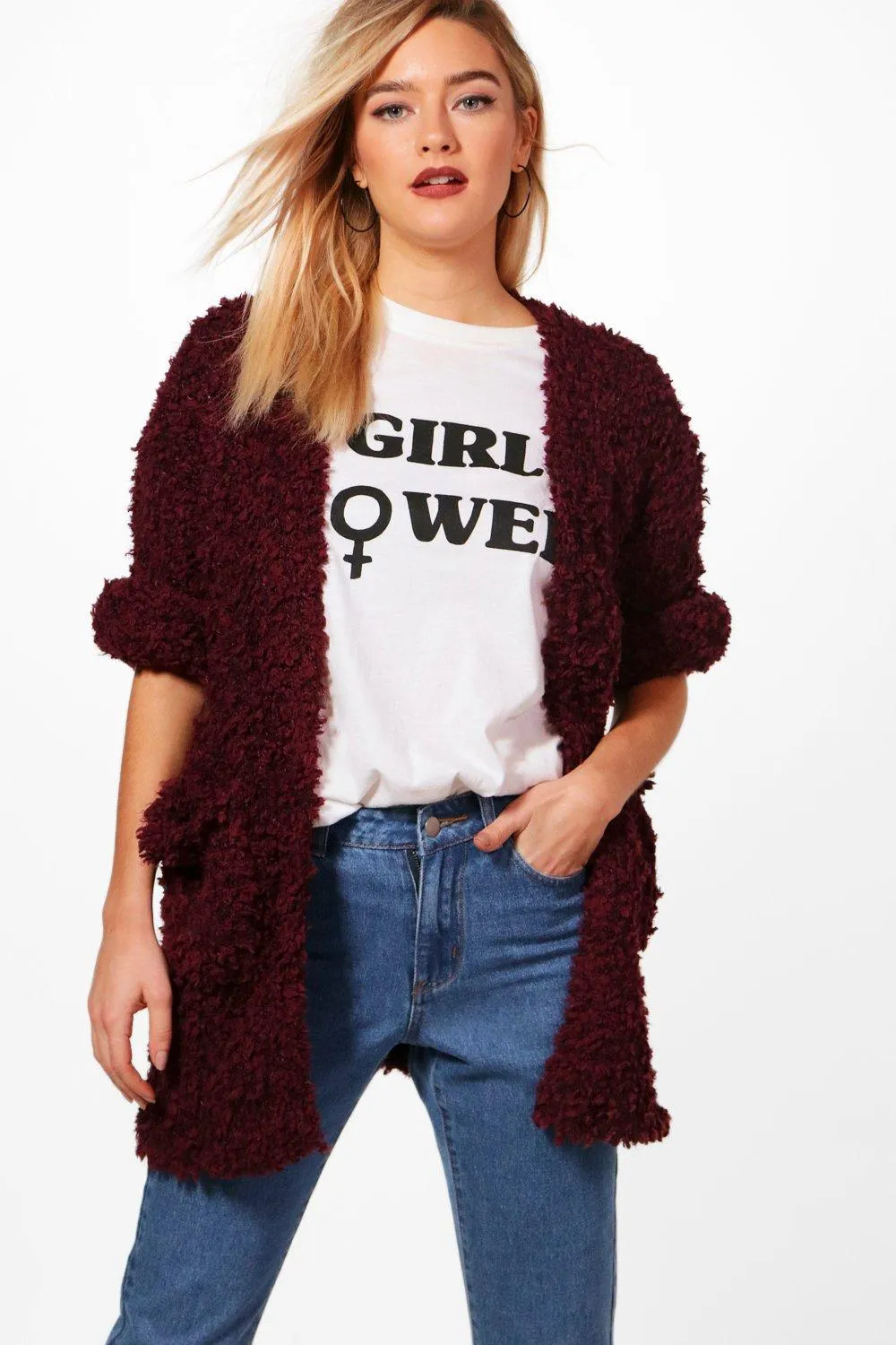 Fluffy Sherpa Knitted Cardigan