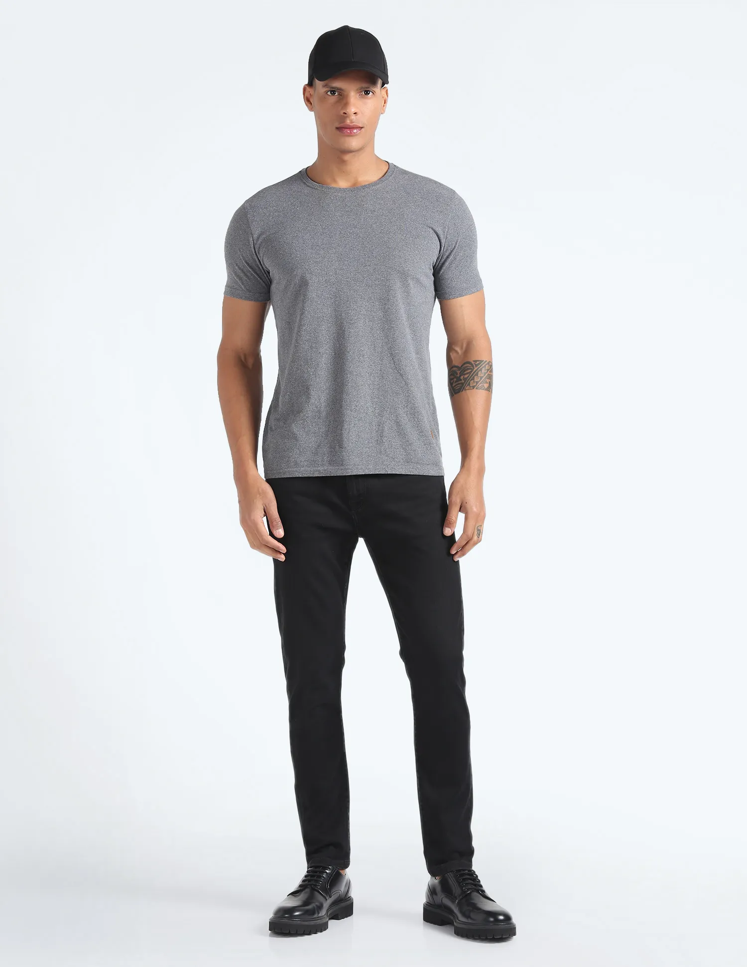 Flying Machine Mid Rise Slash Slim Tapered Jeans