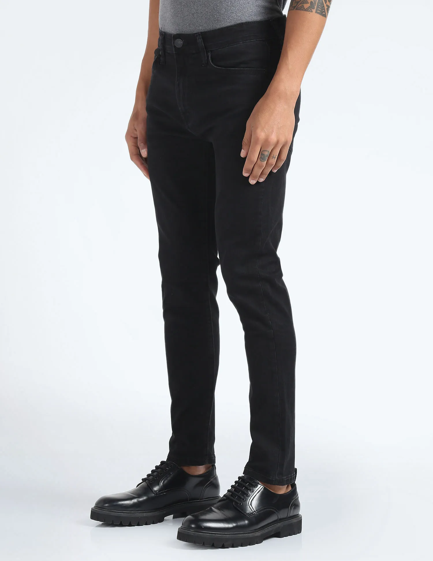 Flying Machine Mid Rise Slash Slim Tapered Jeans