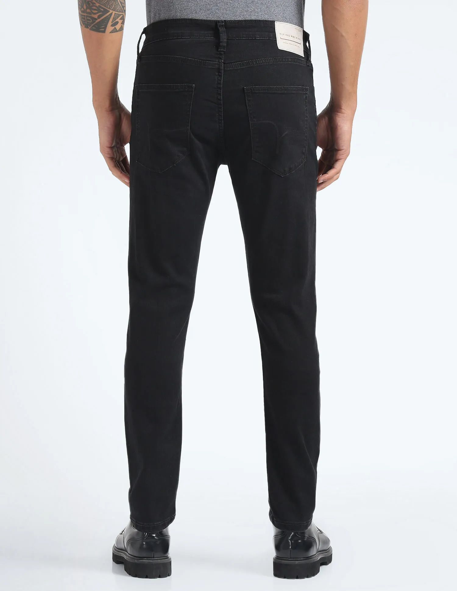 Flying Machine Mid Rise Slash Slim Tapered Jeans