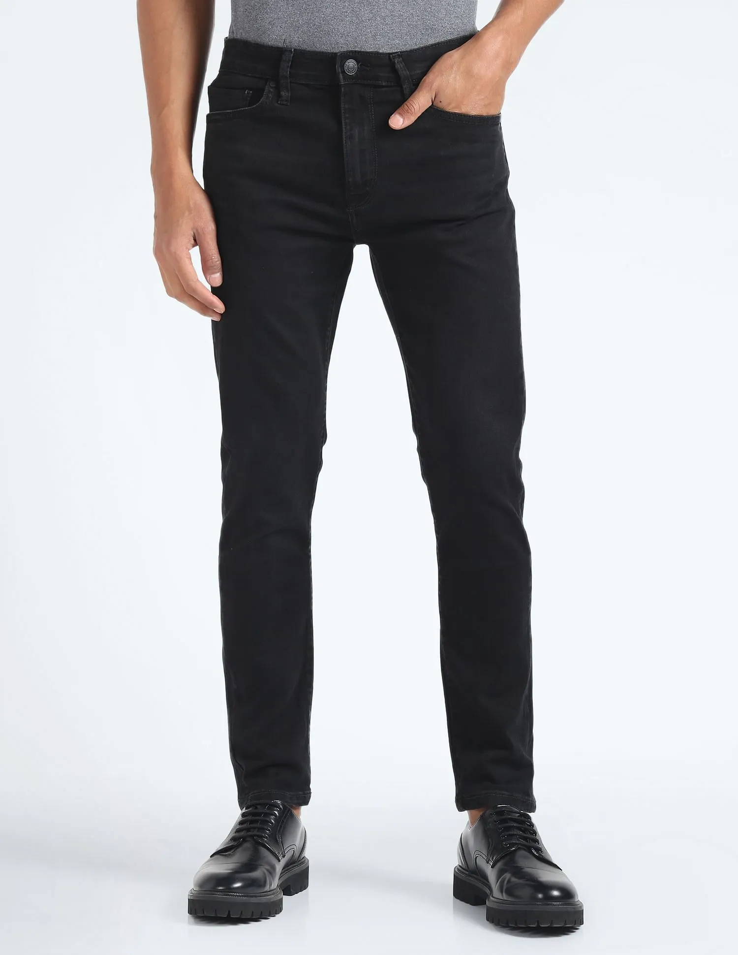 Flying Machine Mid Rise Slash Slim Tapered Jeans