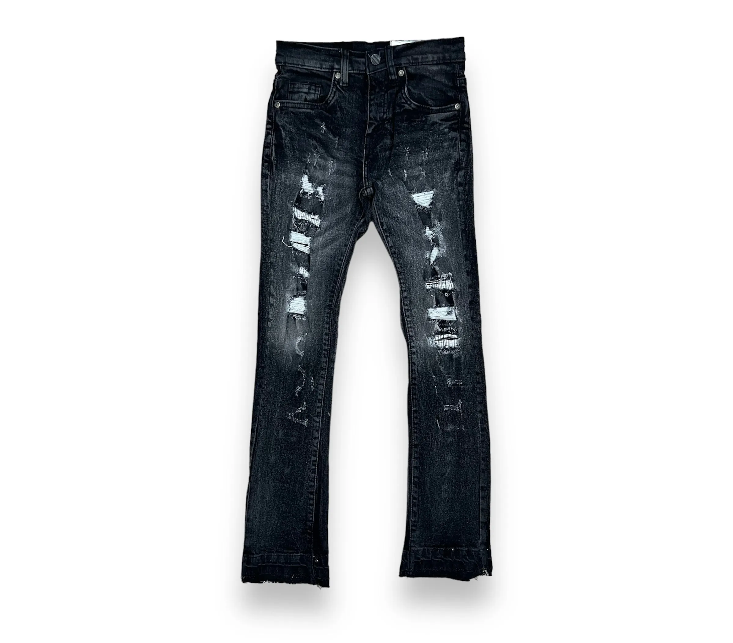 FWRD Saint X Sinners Wash.Black /Red Stacked Flare Jeans Toddler