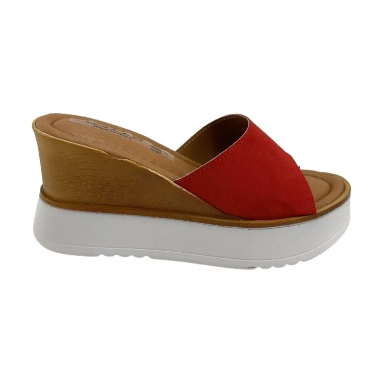 Gallo Shoes 101 Sandalo Donna Con Zeppa Alta Rosso