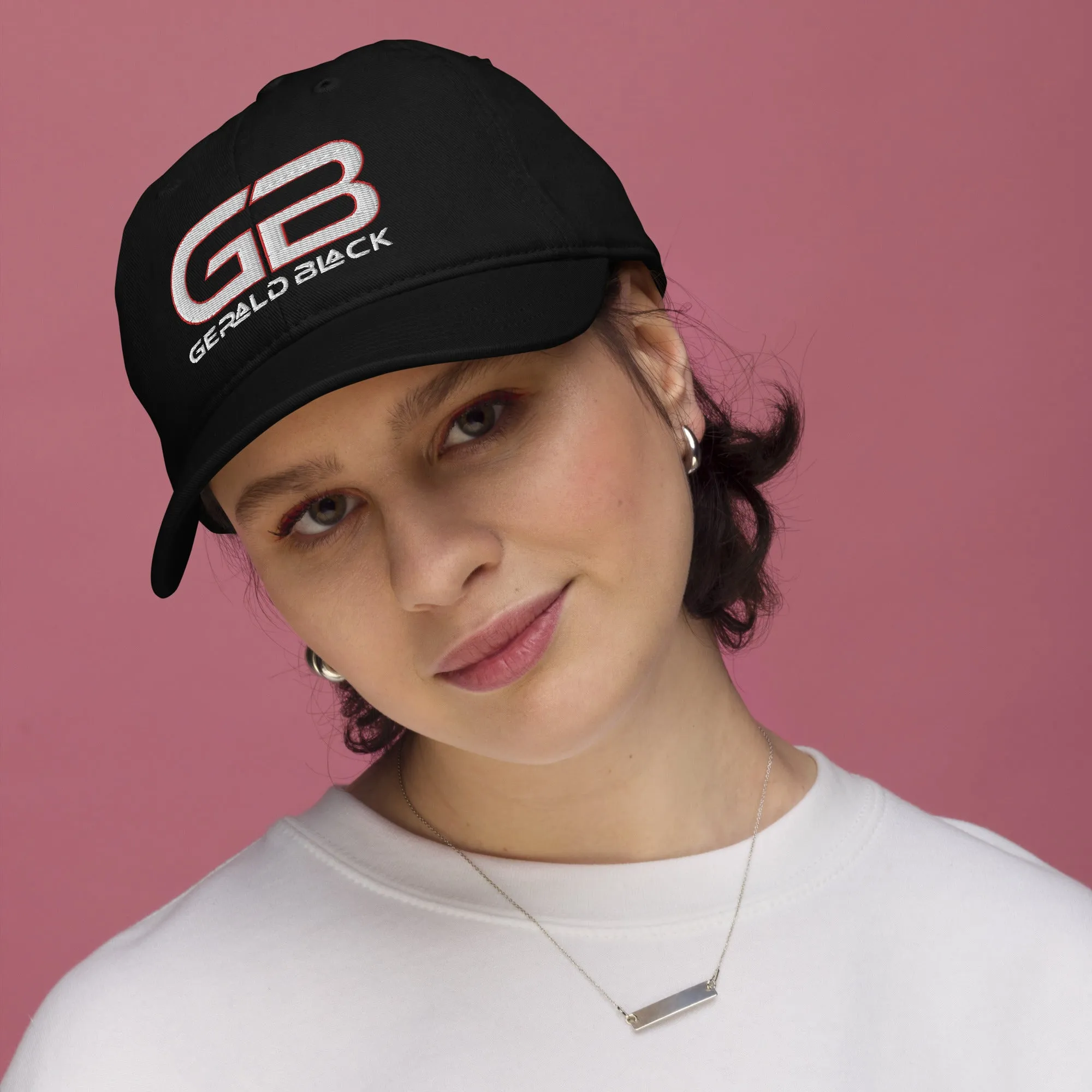 Gerald Black Embroidered Cotton Baseball Hat for Men and Women