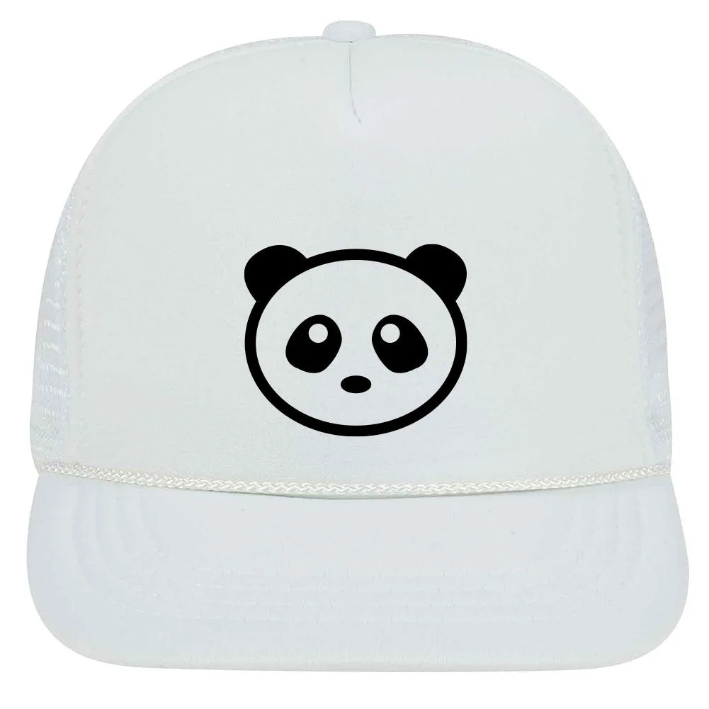 Giant Panda Suede Like Feel Textured Printed 5 Panel High Crown Foam Mesh Back Trucker Hat for Boys and Girls