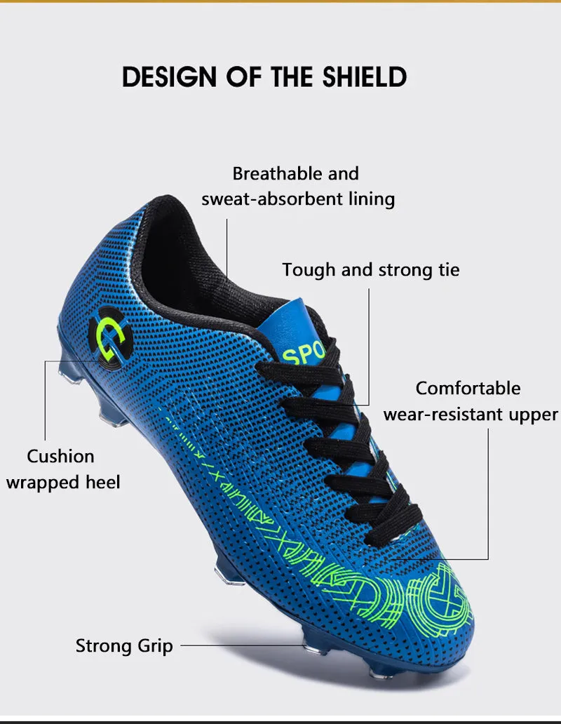 Green Men's Comfortable Lace-up Wear-resistant Outdoor Soccer Shoes