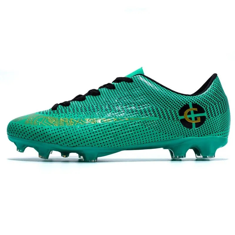 Green Men's Comfortable Lace-up Wear-resistant Outdoor Soccer Shoes