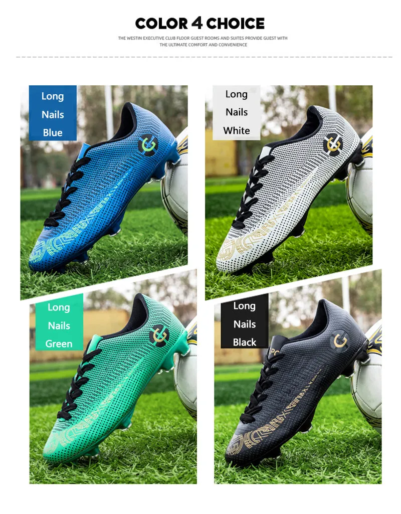 Green Men's Comfortable Lace-up Wear-resistant Outdoor Soccer Shoes