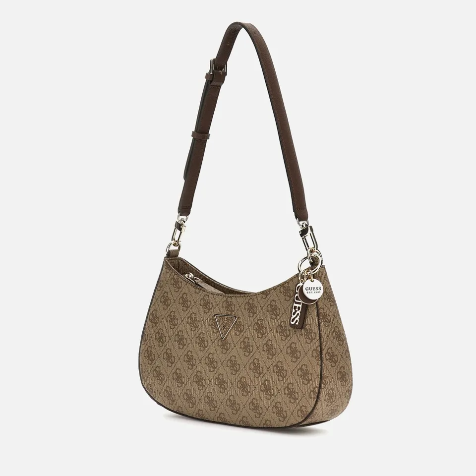 Guess Noelle Canvas and Faux Leather Shoulder Bag