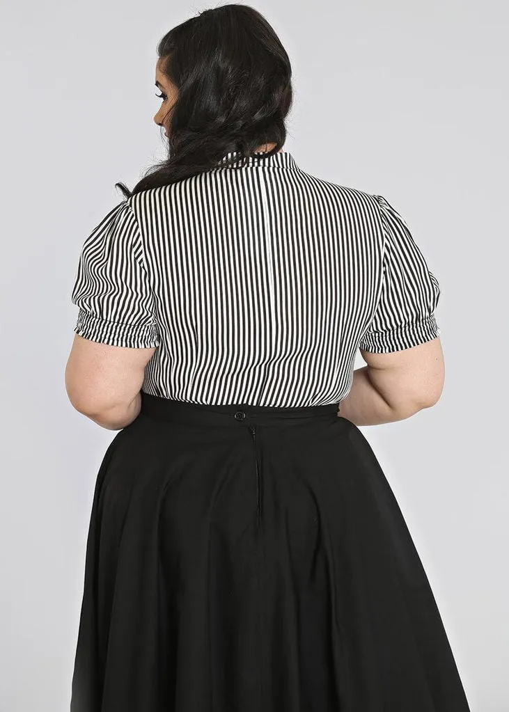 Hell Bunny Humbug 40's Blouse Black White