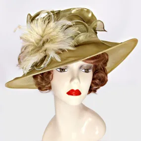 iLLASPARKZ Feather Accented Floral Wide Brim Dress Hat