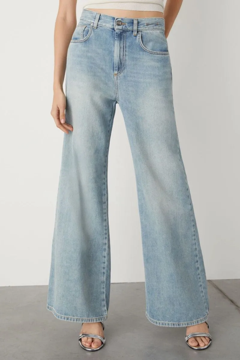 Jeans wide leg donna Azzurro