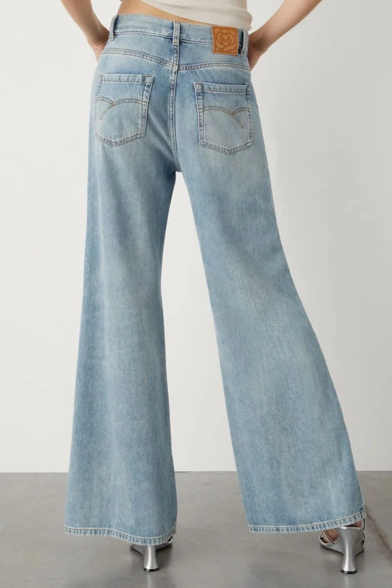 Jeans wide leg donna Azzurro