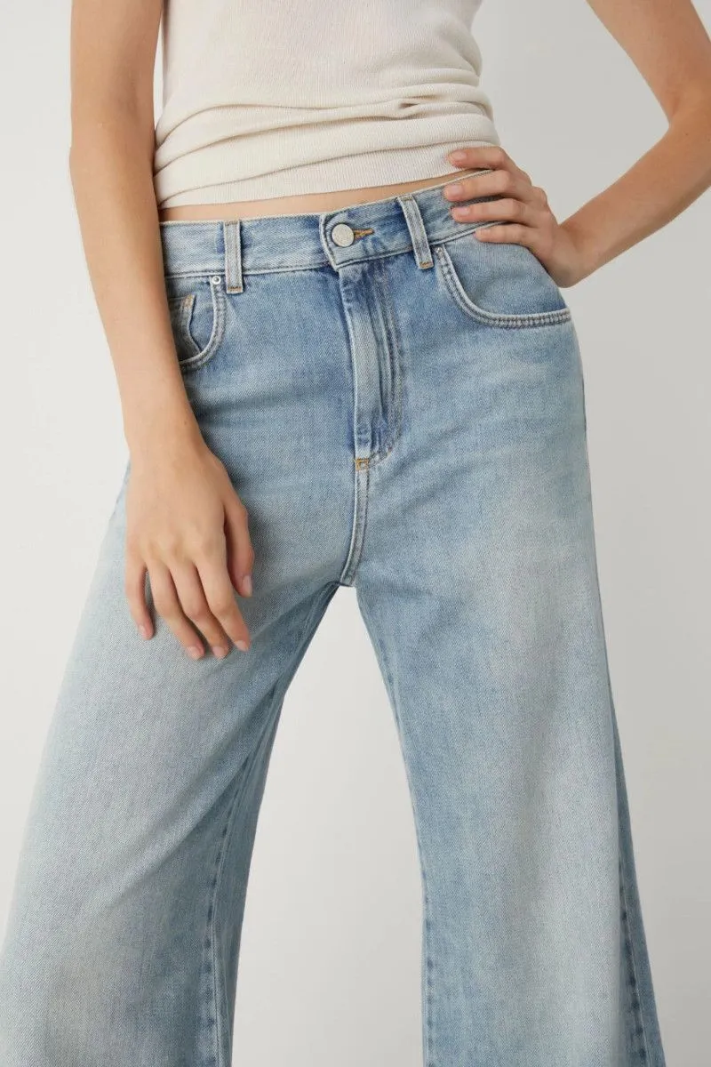 Jeans wide leg donna Azzurro