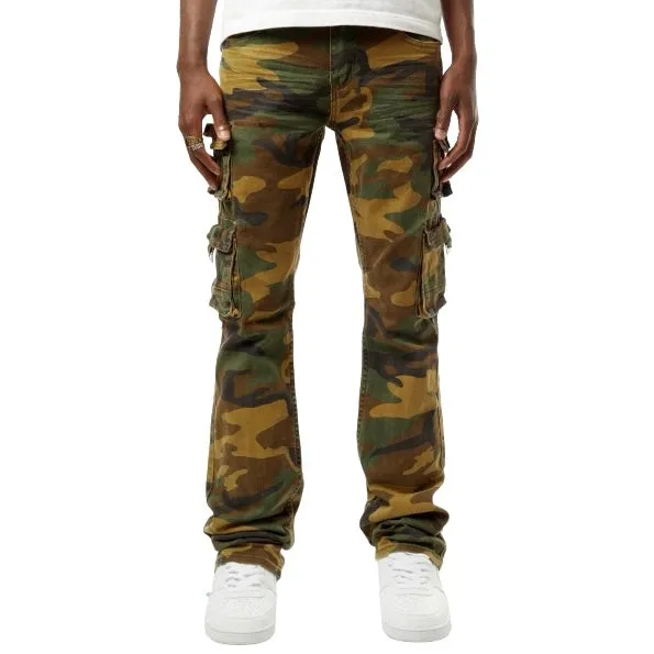 Kindred Camo Cargo Green Stacked Flare Jeans