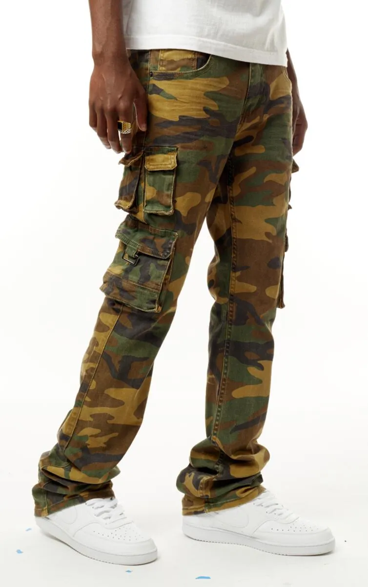 Kindred Camo Cargo Green Stacked Flare Jeans