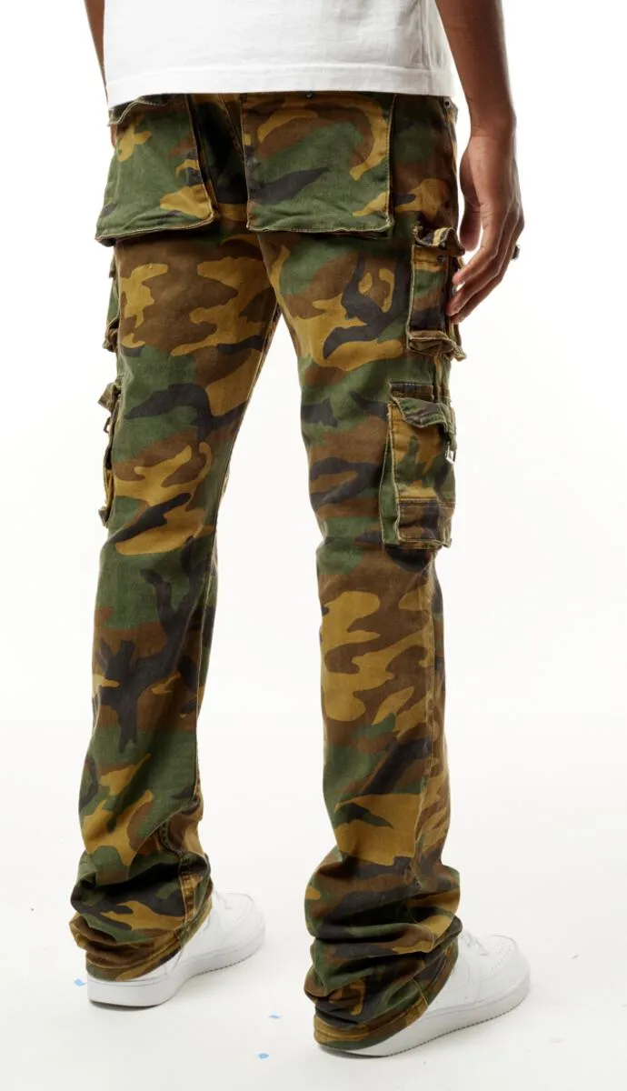 Kindred Camo Cargo Green Stacked Flare Jeans