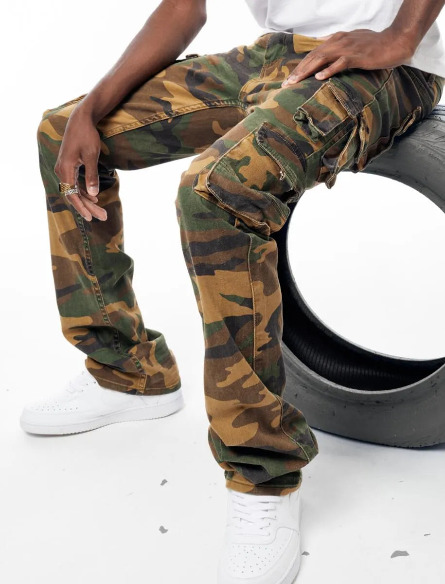 Kindred Camo Cargo Green Stacked Flare Jeans