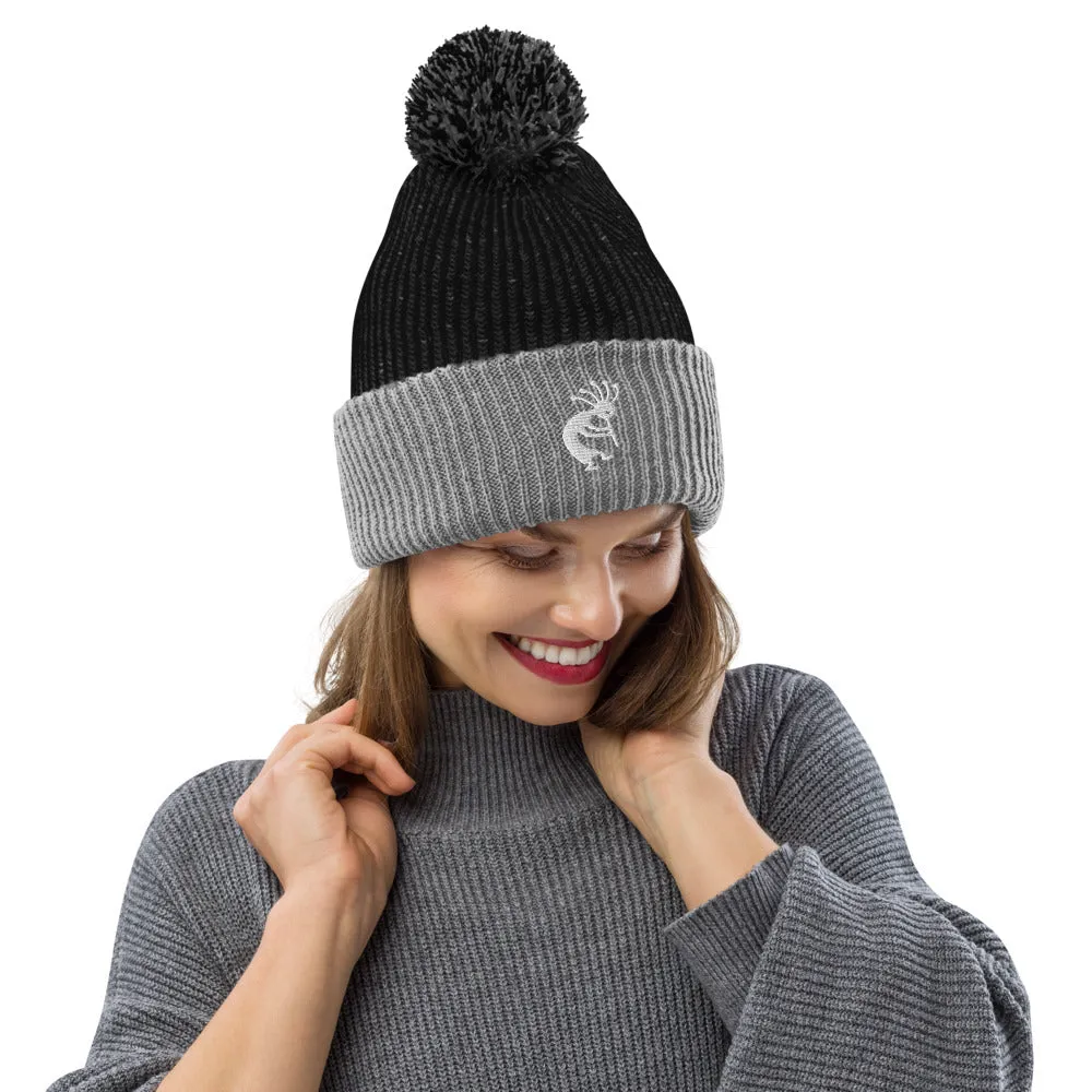 Kokopelli Embroidered Pom-Pom Beanie