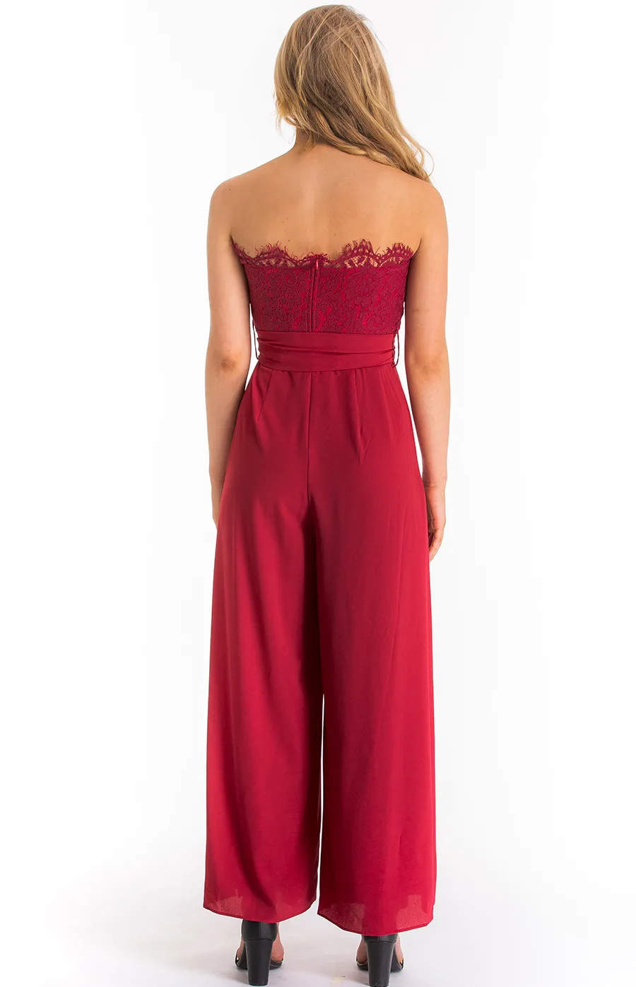 Lace feature Jumpsuit with Split Leg details (SJP364A)