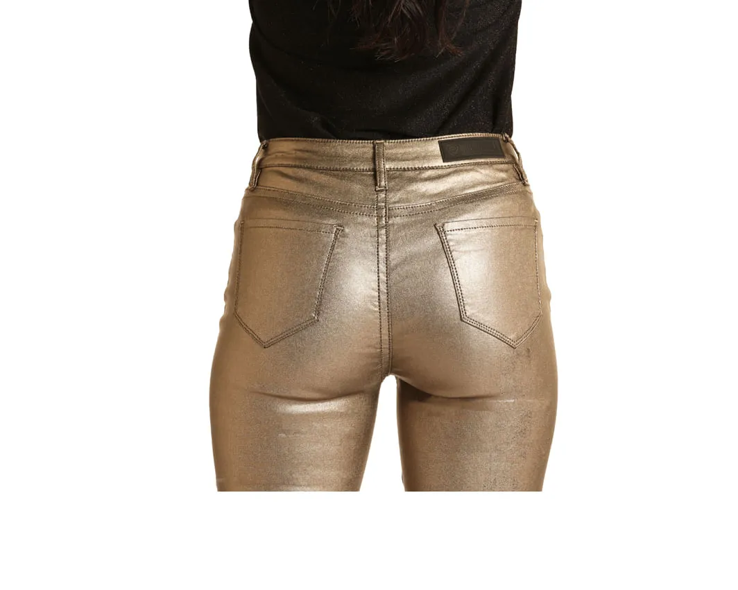 Ladies Panhandle Slim Gold Pleather Jeans