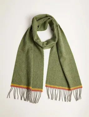 Lambswool Scarf - Green Herringbone