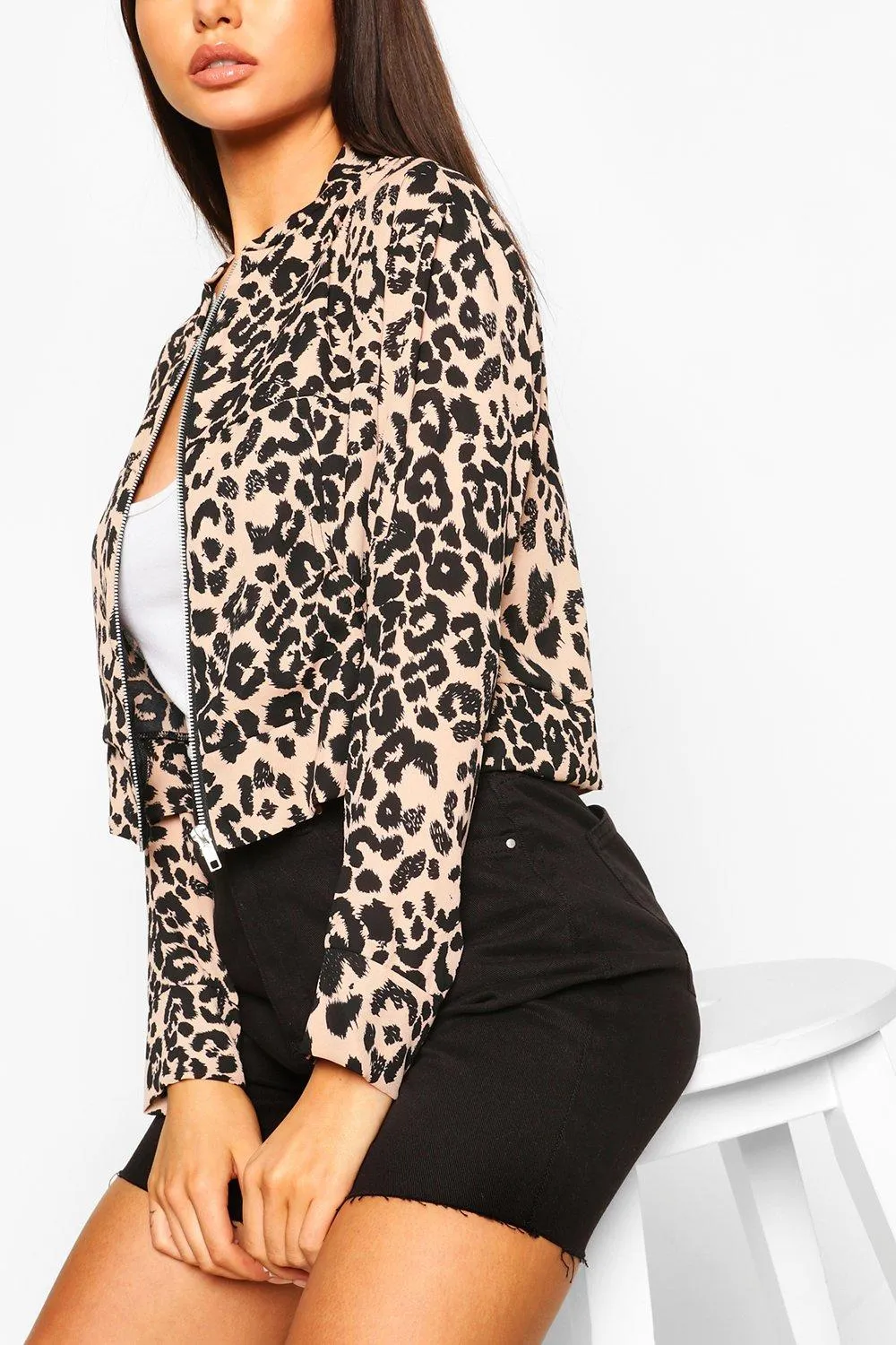 Leopard Print Bomber Jacket