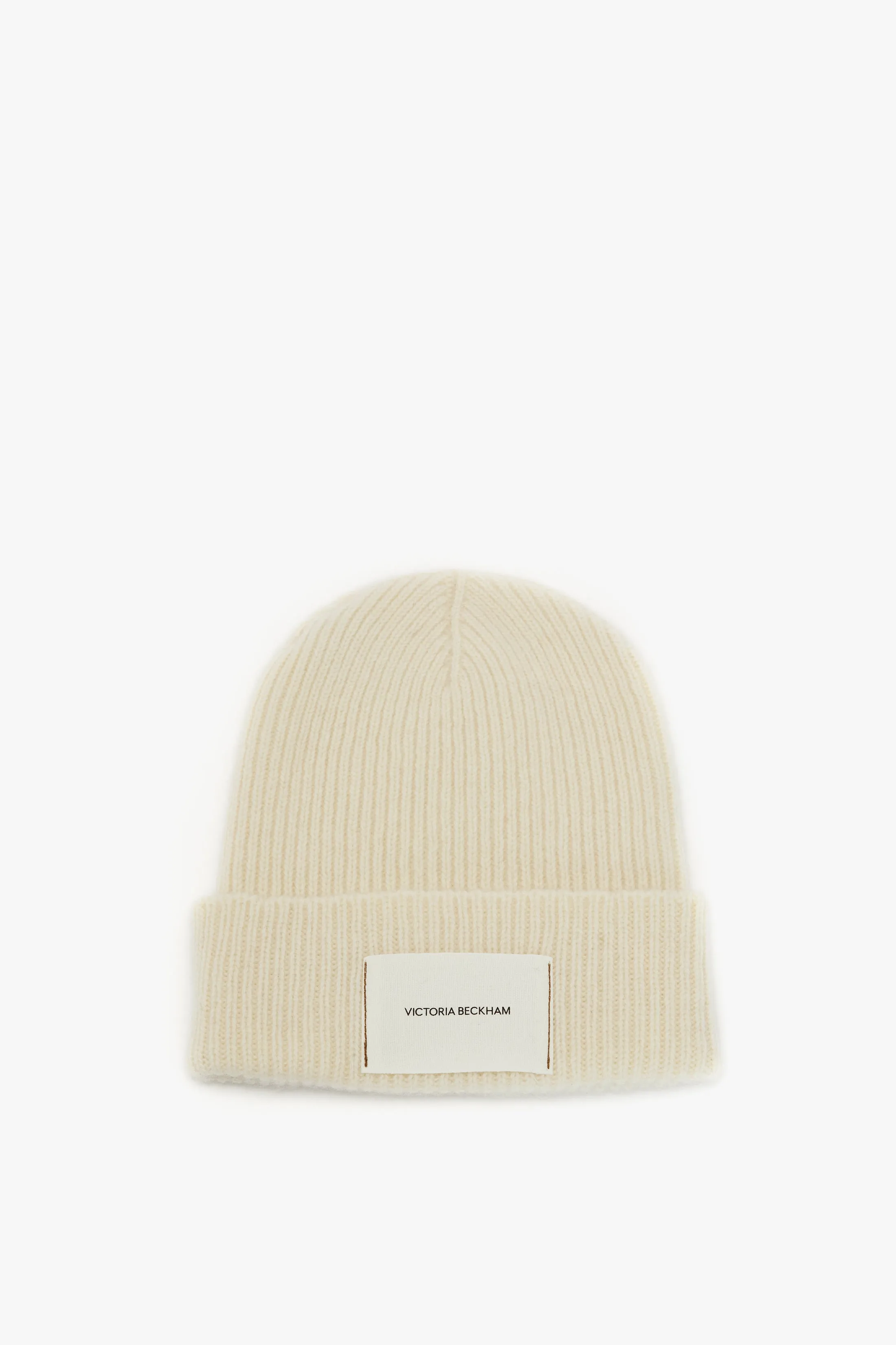 Logo Patch Beanie In Ivory-Camel