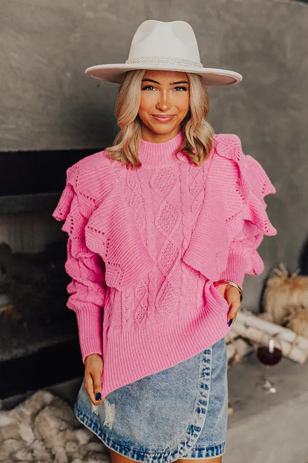 London Lookout Knit Sweater Top in Pink