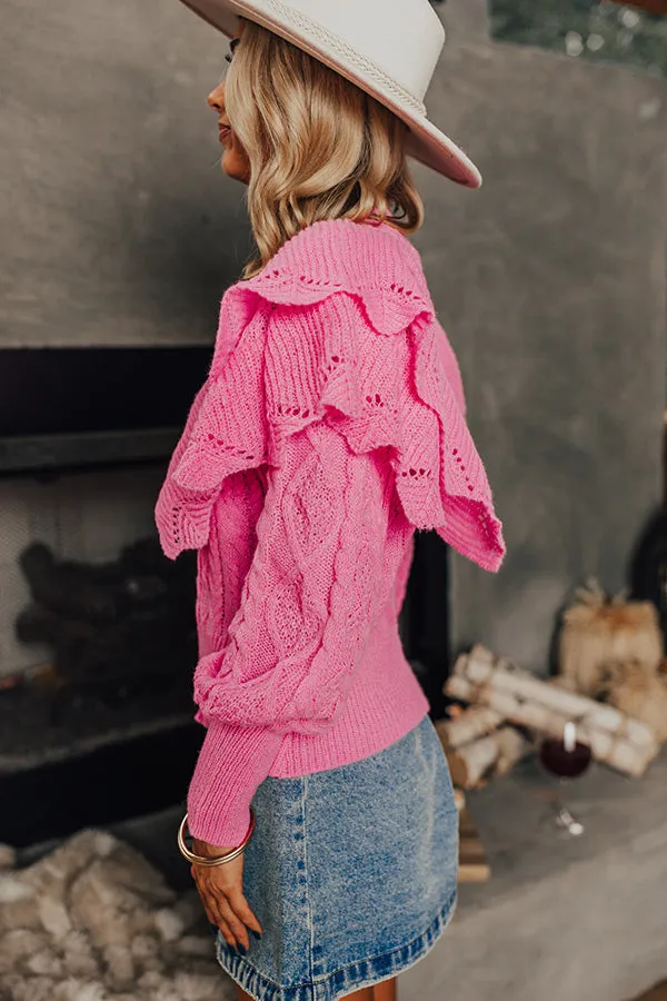 London Lookout Knit Sweater Top in Pink