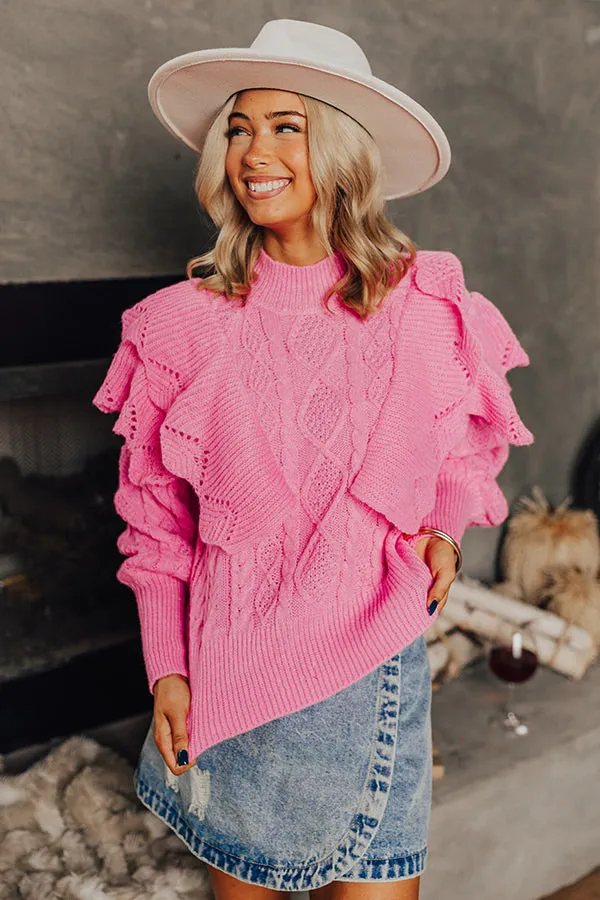 London Lookout Knit Sweater Top in Pink