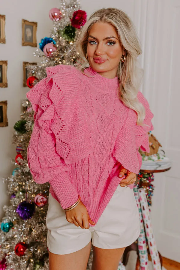 London Lookout Knit Sweater Top in Pink