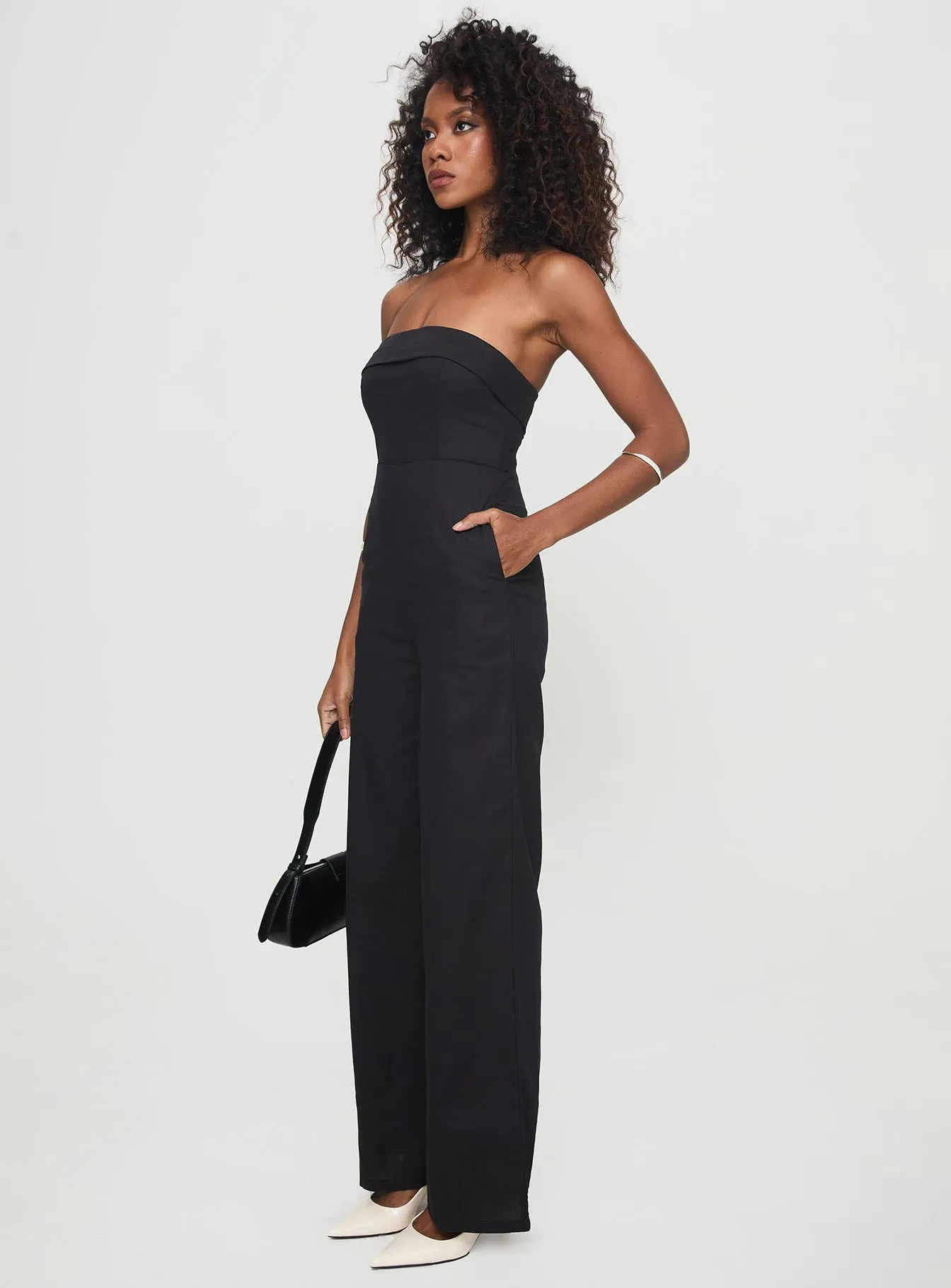 Luster Strapless Jumpsuit Black