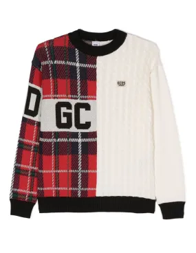 Maglione GCDS bimbo DUW004 LHE21 tartan AI22