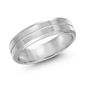 Malo (10K, 14K, 18K) White Gold (6mm) Satin and High Polished Wedding Band