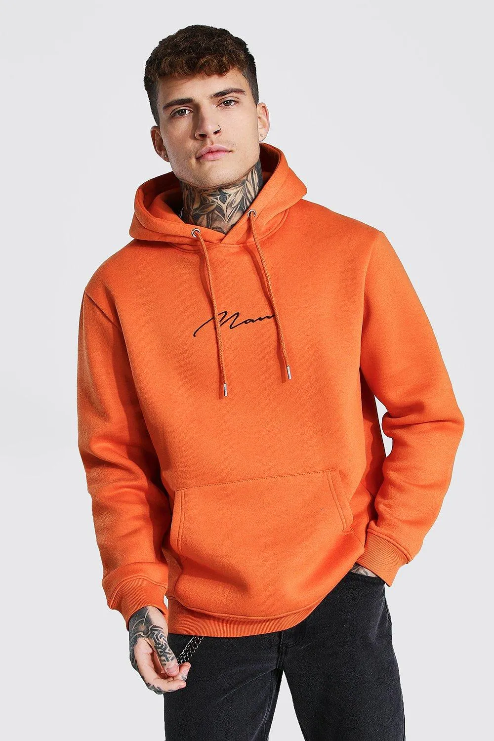 Man Signature Embroidered Hoodie