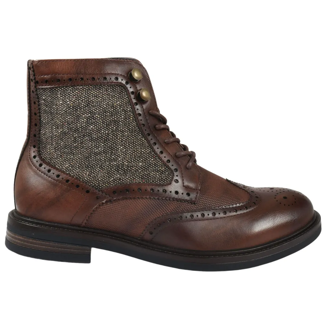 Men's Lace Up Brogue Brown Ankle Boots