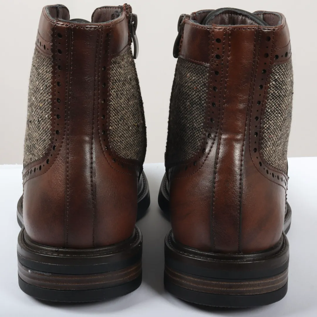 Men's Lace Up Brogue Brown Ankle Boots