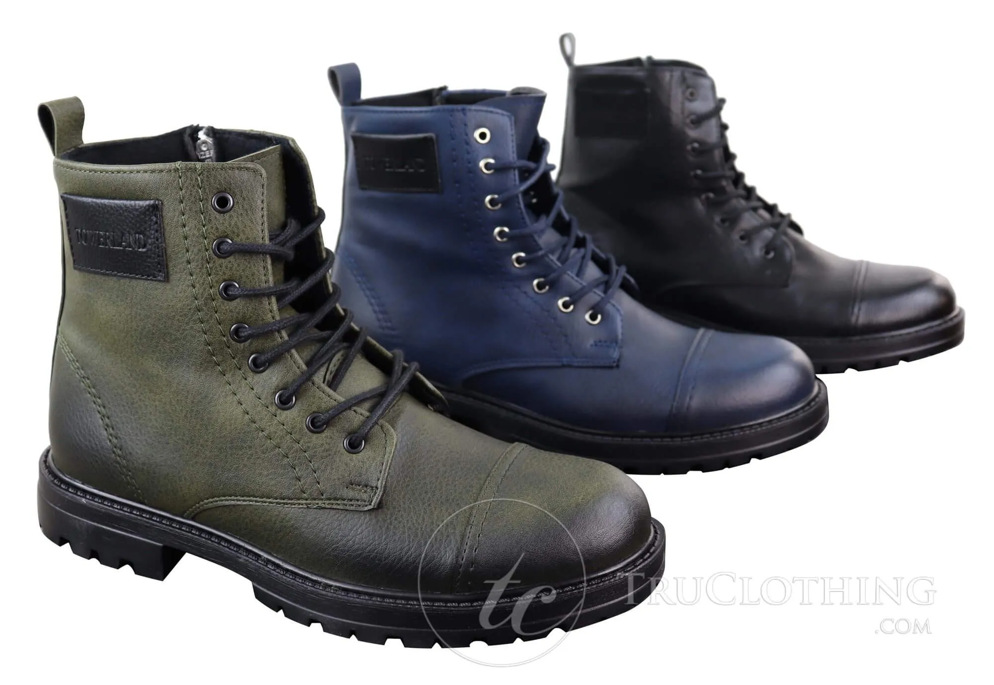 Mens PU Leather Zipped Ankle Boots