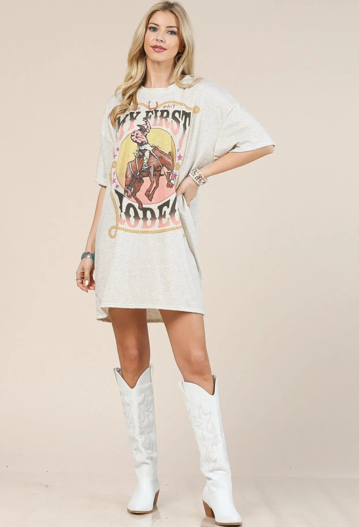 My First Rodeo Print Tee Shirt Dress